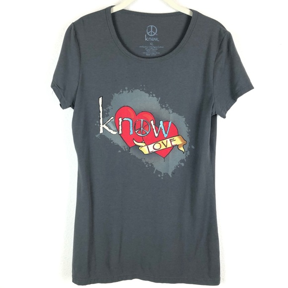 Know Tops - The Know - Gray “Know Love” Graphic Tee  Jr XL